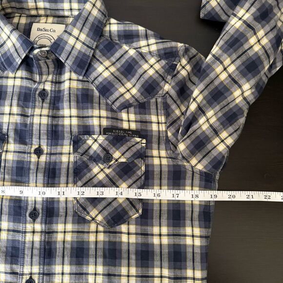Diesel Shirt Mens Sz S Plaid Button Up Long Sleeve Western Cowboy Rocker Y2K - Picture 10 of 11